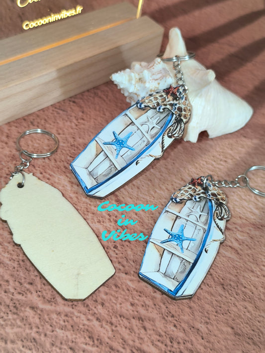 Porte-clé artisanal création Cocoon in Vibes – Petite Barque de pêcheurs