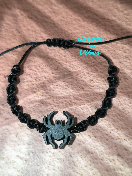 Bracelet Halloween – Macramé artisanal Cocoon in Vibes & Araignée mystique
