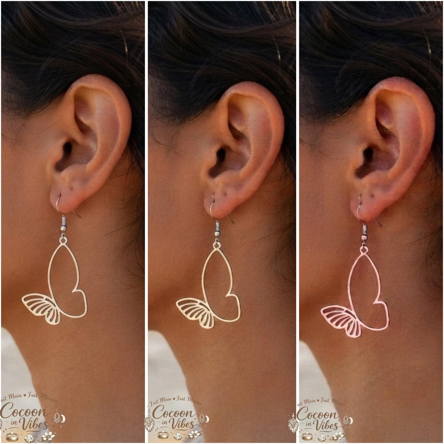 Boucles d'oreilles Papillon - Création artisanale
