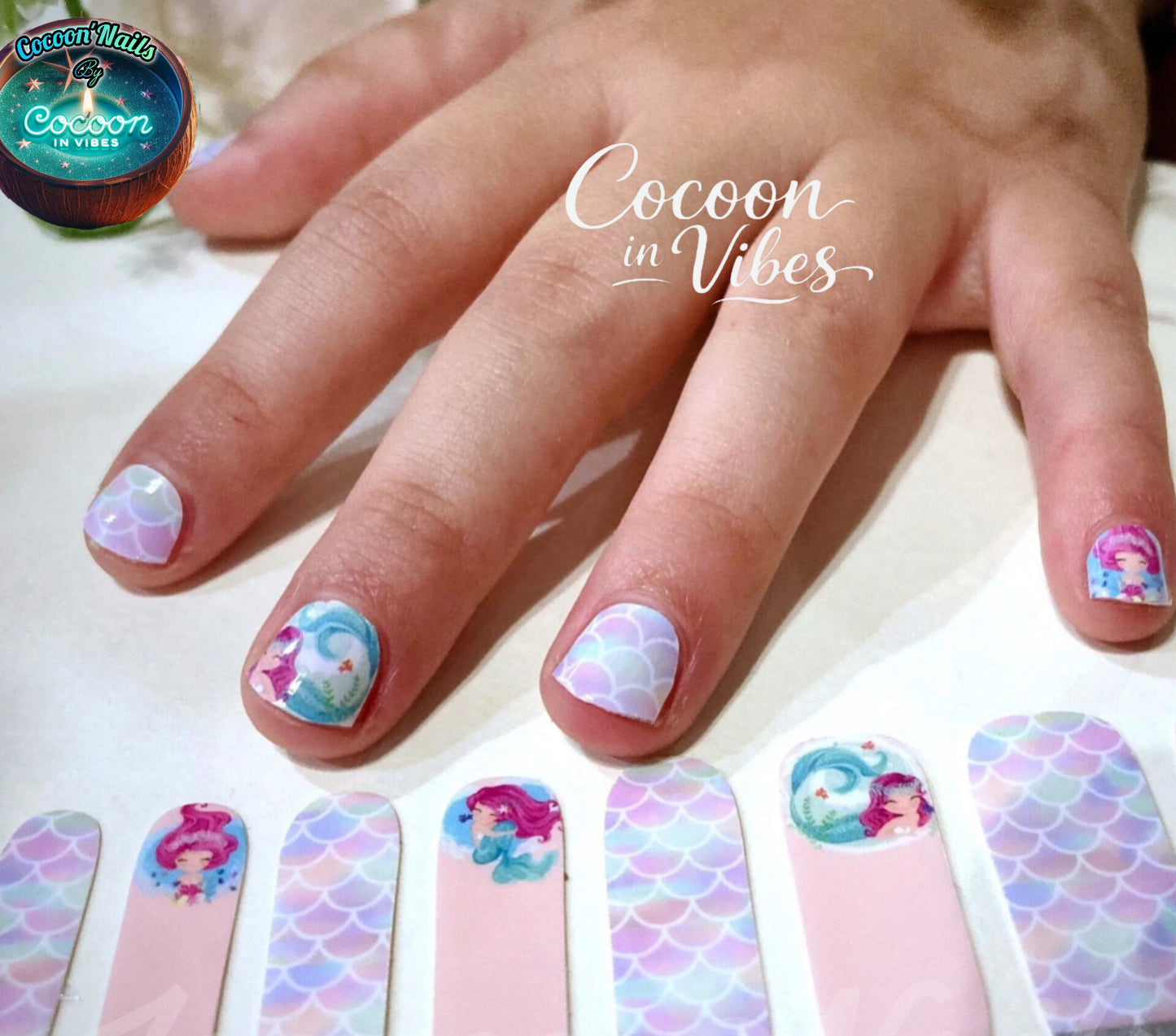 Cocoon’Nails Mini Sirène Magique – Vernis Autocollant Enfant Kit Complet