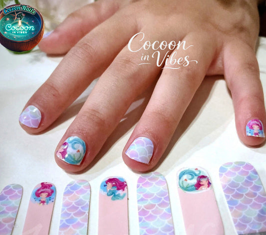 Cocoon’Nails Mini Sirène Magique – Vernis Autocollant Enfant Kit Complet