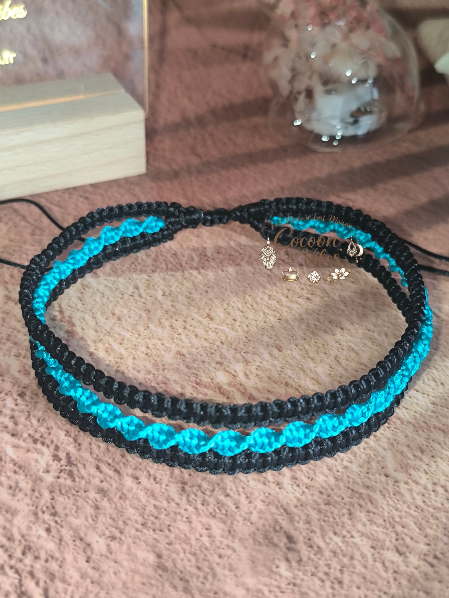 Ras de cou triple en macramé “Lagon Tressé” – Création fait main & couleurs au choix