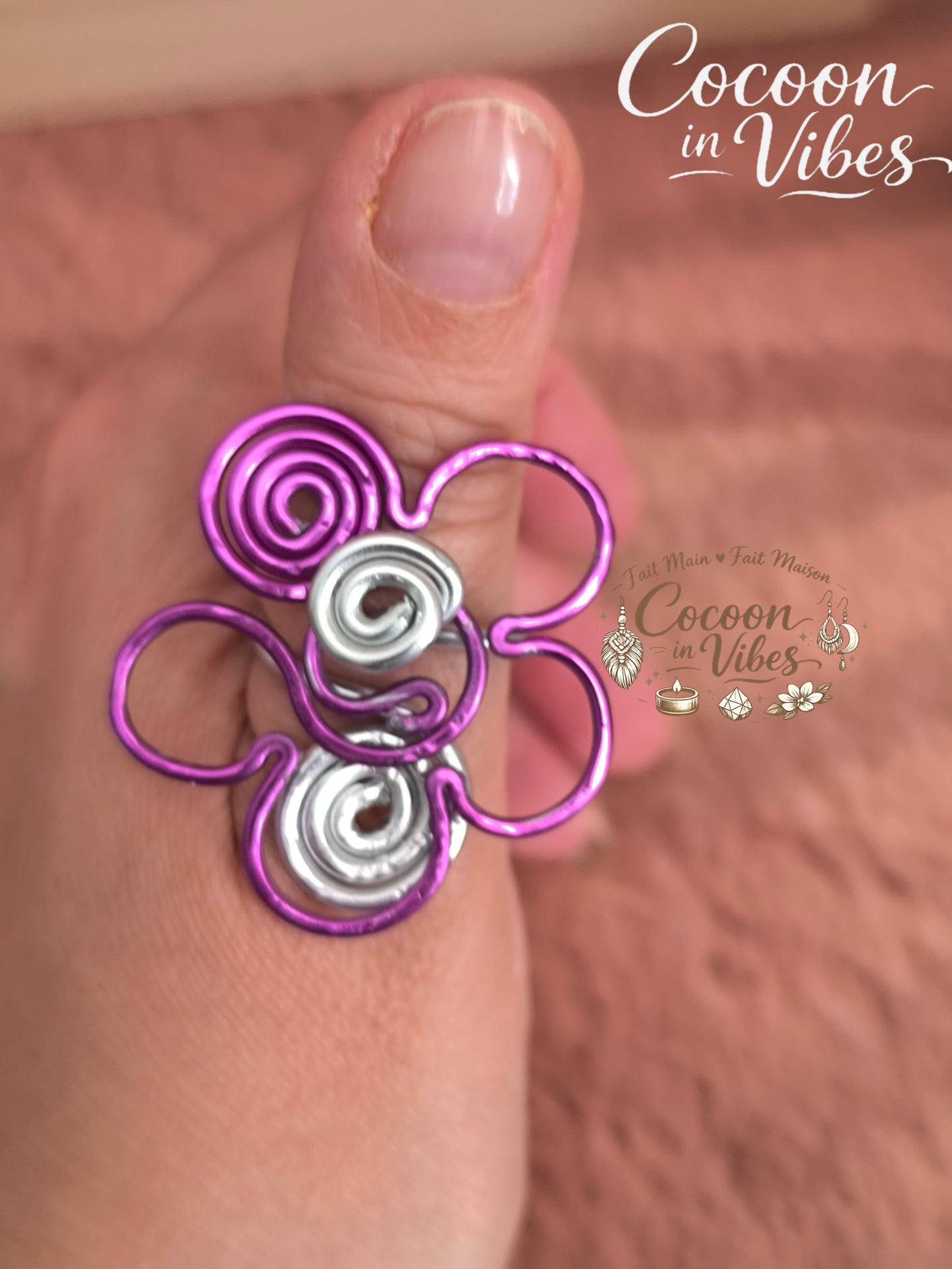 Bague Anti-Stress "Fleur d'Ondes Tropicales" – 100% Artisanale & Double Niveau