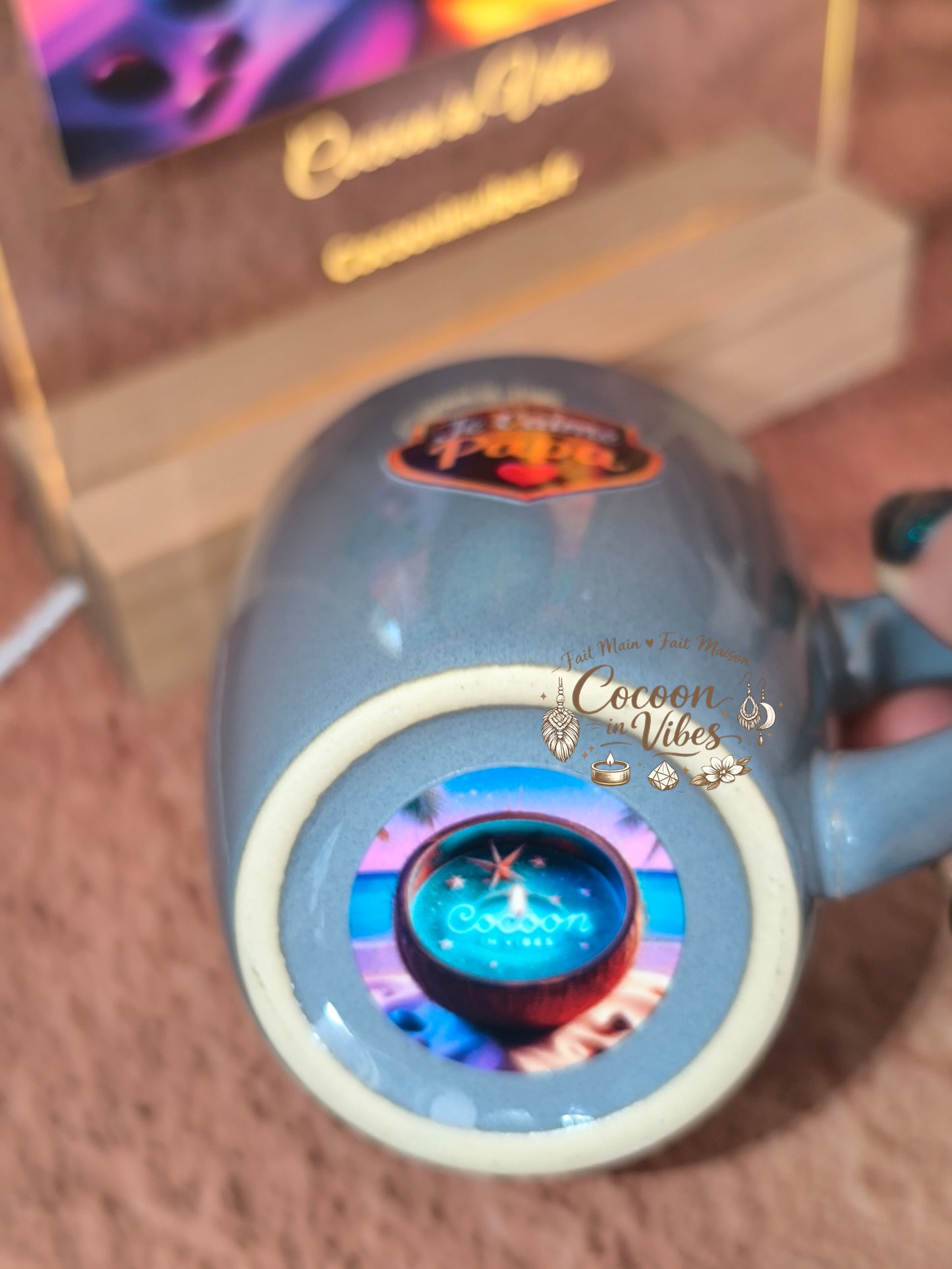 Tasse "Fête des Pères" Bleu Gris – JE T'AIME PAPA – Pièce unique, création artisanale Cocoon in Vibes