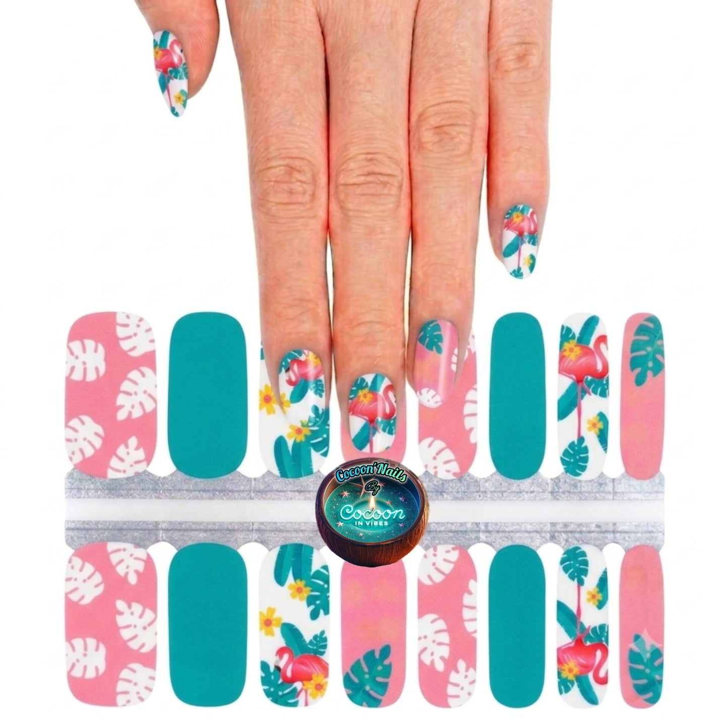 Cocoon’Nails Tropical Flamingo – Vernis Autocollant Kit Complet