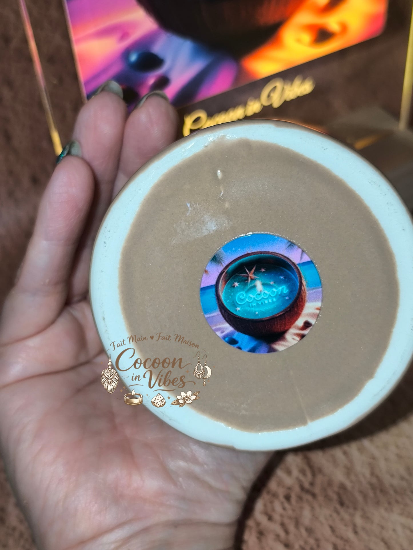 Brûleur Merci pour cette belle année Beige Mat + 1 Fondant OFFERT – Pièce unique, création artisanale Cocoon in Vibes